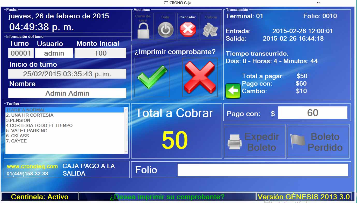 Sistema de cobro computarizado para estacionamientos