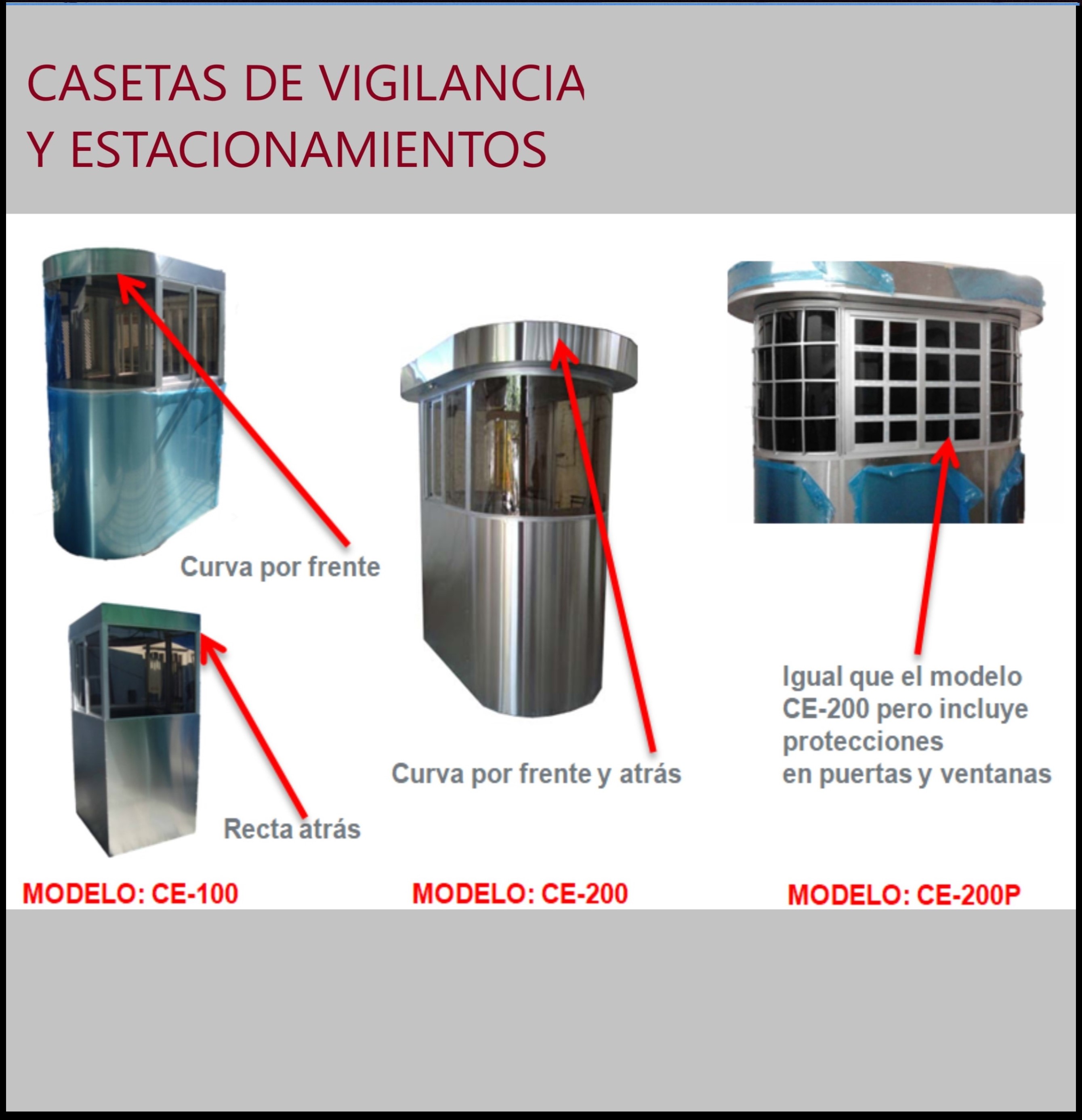 Casetas para estacionamientos o vigilancia