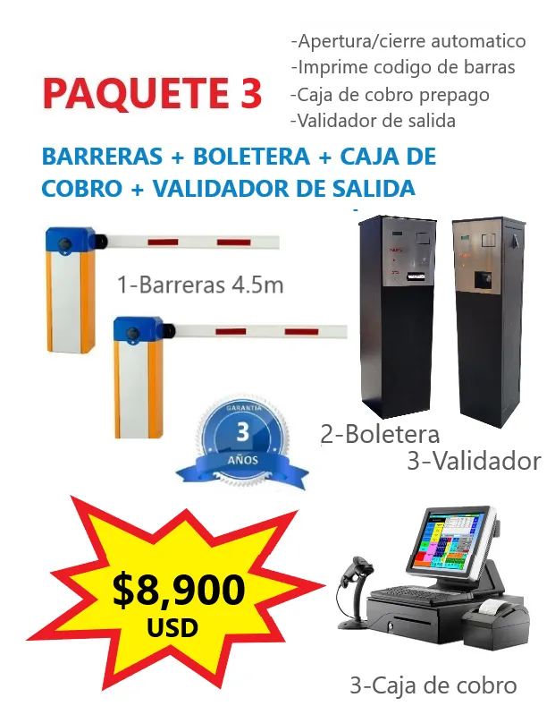 Precio $8900 USD: Paquete 3 con máquinas para cobro centralizado en plazas comerciales